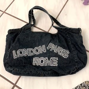 New denim purse with rhinestone